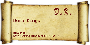 Duma Kinga névjegykártya